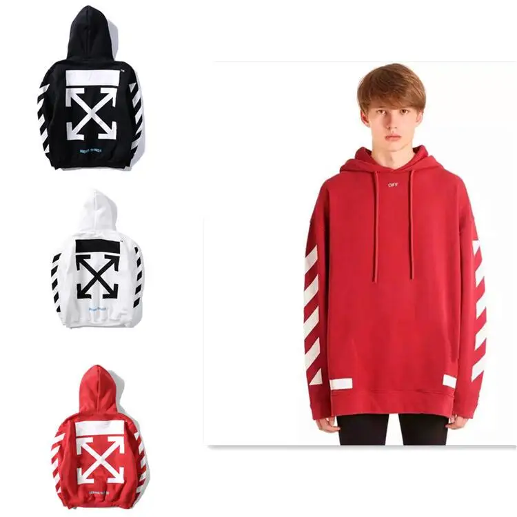 Косая полоска граффити стрелка 18ss Off-White мужские парные модели Осень Зима хлопок Повседневная Свободная Толстовка с капюшоном куртка