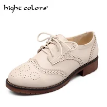 Женская удобная повседневная обувь на плоской подошве и низком каблуке; US4-10 женские полуботинки со шнуровкой; Туфли-оксфорды на плоской подошве в студенческом стиле; Новинка; 3 цвета