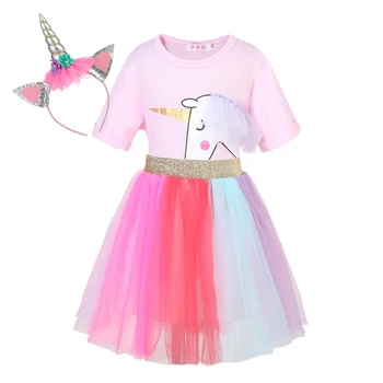 

Girls cosplay Unicorn Dress Children's day Princess Birthday Party elza Dress Kids Halloween christmas Costume