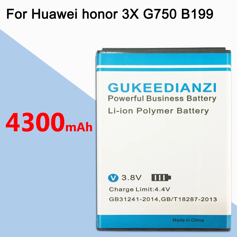 GUKEEDIANZI мобильного телефона Батарея для huawei Honor 3X G750 B199 G750-T00 G750-C00 4300 мА/ч, HB476387RBC батареи