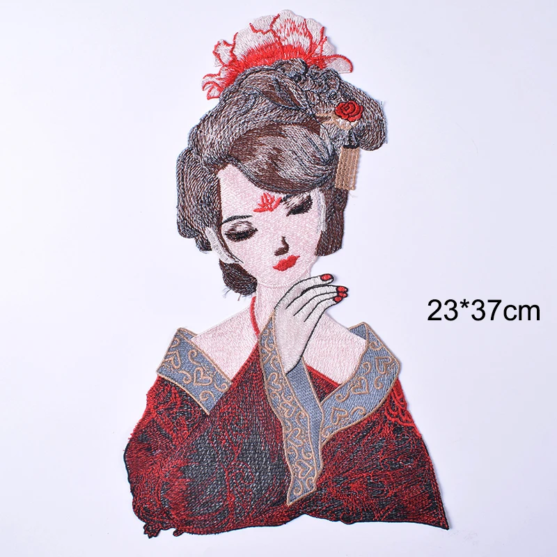 Geisha Kimono Iron on Patches Patch Japanese Lady Cotton Fabric DIY Craft Tshirt 