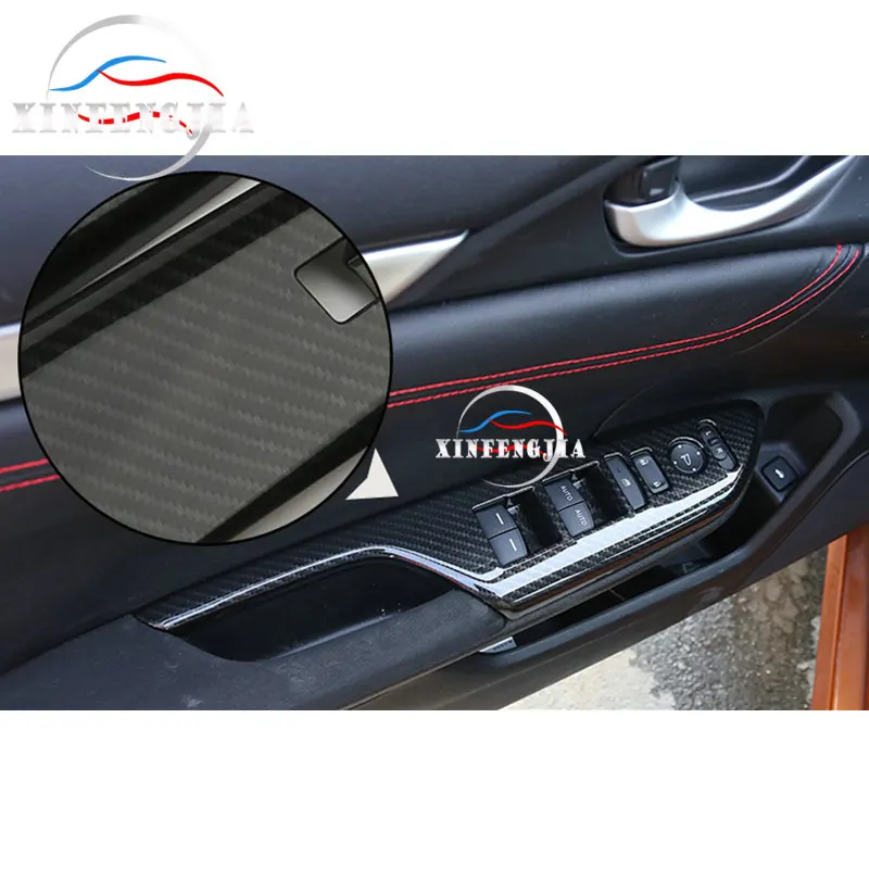 Для Honda Civic 16-19 4PC из углеродного волокна цветные дверные кнопки для окон отделка рамы подъема