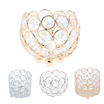 

Crystal Tealight Candle Lantern Holders Candlesticks Wedding Xmas Party Dinner Table Centerpieces Home Party Decor