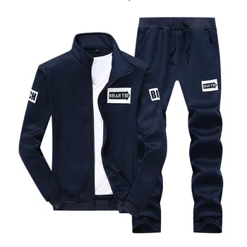 

2020 New Striped Tracksuit Men's Solid Sets Casual Sports Suit Spring Autumn Men Sportswear Zipper Hoodie+Pants Training Suit