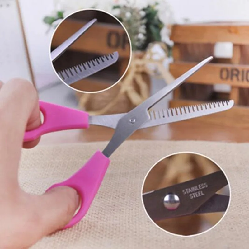 2 шт./лот Профессиональные Розовые DIY Инструменты Для женщин артефакт установить волос Резка ножницами с правитель волос Резка отсечения Синтетические чёлки волос парикмахерские