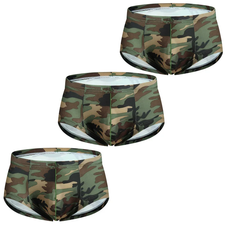 

3PCS/Lot Sexy Mens Underwear Boxers Breathable Camouflage Low Rise Underpants Mini Boxer Shorts Trunks Cueca Masculina Panties