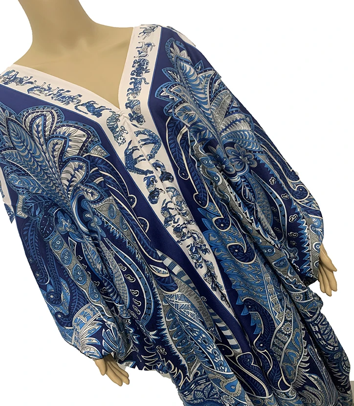 европейская одежда Autumn Printed Bohemian Full Length Kaftan Maxi dresses Kuwait Sexy Lady Beach party V-neck robe long dress