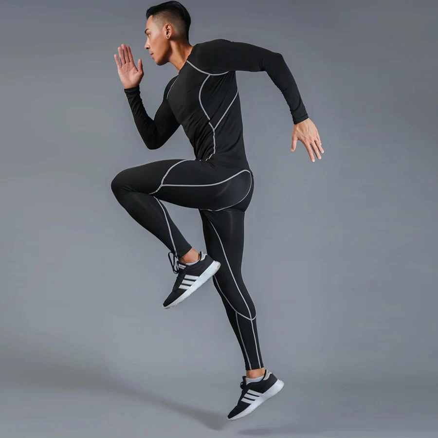 Gray - suit Абсолютно мужской спортивный костюм для тренировок с 3D принтами, плотный компрессионный спортивный костюм для мужчин Рашгард MMA Топ Фитнес Бодибилдинг Спорт Набор - Цвет: Gray - suit