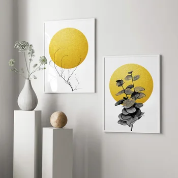 

Abstract Yellow Leaf Sun Landscape Pictures Nordic Canvas Painting Wall Art Modular Poster For Living Room Modern Home Decor
