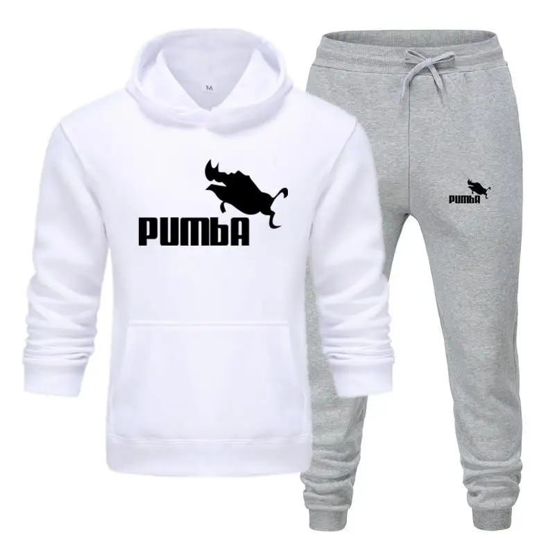 Новинка Pumba, модный бренд, мужские толстовки с капюшоном, костюмы, брендовый спортивный костюм, мужские толстовки+ Тренировочные штаны, Осень-зима, флисовый пуловер с капюшоном