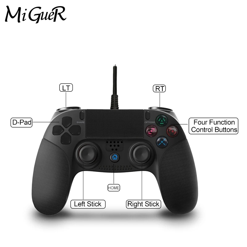 MiGueR PS4 игровой контроллер USB проводной геймпад несколько джойстиков вибрационная ручка 2,2 м кабельный геймпад для iPhone iPad PC PS4/PS3