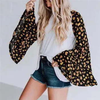 

Women's Lace Patchwork Tops Spring Round Neck Long Sleeve Flare Sleeve Sexy Vintage Ladies Solid Color Shirt V28