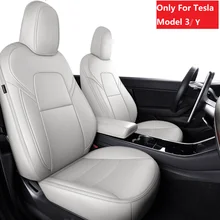 Tesla-funda de asiento de coche modelo Y 3, accesorio de ajuste personalizado para Modelo 3/Y, cubierta completa de 360 grados, cojín de cuero de alta calidad, blanco