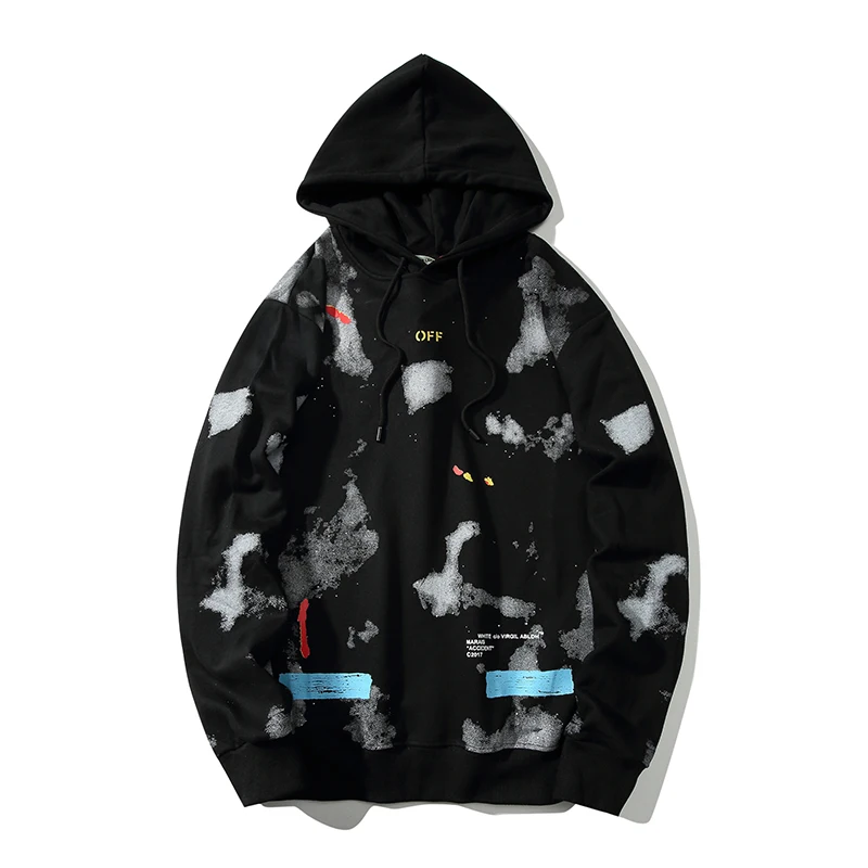 Звездное небо фейерверк стрела 19ss Off-White OW Мужская/Женская осенне-зимняя Модная хлопковая Повседневная Толстовка с капюшоном Свободная куртка с капюшоном