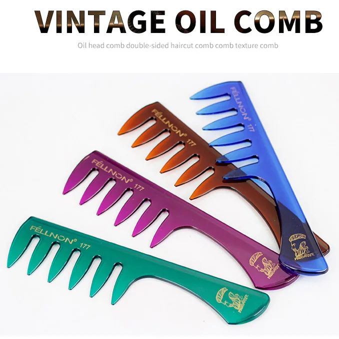 

Professional men modeling large teeth retro oil hair comb texture comb comb fingerprint back comb double-sided comb