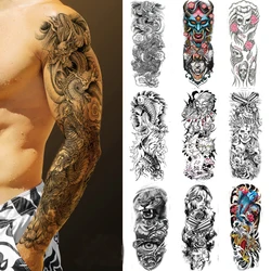 14 Designs Waterproof Temporary Tattoo Stickers Full Arm Large Skull Old School Tatoo Stickers Flash Fake Tattoos for Men Women