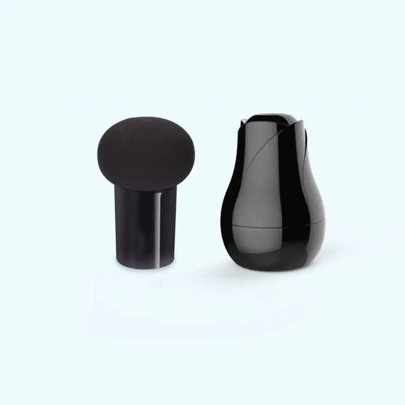 black with cap 1 шт. губка для макияжа портативная цветная Грибная головка сухая и влажная двойного назначения Порошковая пуховка Прозрачная с цветочным косметическим посылка - Цвет: black with cap