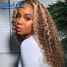 

Mongolian Kinky Curly Wig 200% Highlight Wig Human Hair Remy Deep Wave Wig 13x4 HD Lace Frontal Wig 30 Inch Curly Human Hair Wig