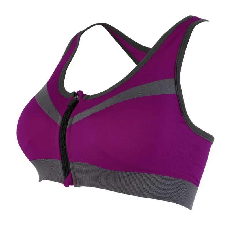 1pc Women Lingerie Zipper Steelless Ring Quick-drying Running Fitness Sport Bra Plus Size Underwear