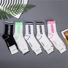 Корейские женские носки в полоску с надписями, Флуоресцентный цвет, теплые хлопковые носки с забавным рисунком, harajuku, уличная мода, повседневные носки skarpetki
