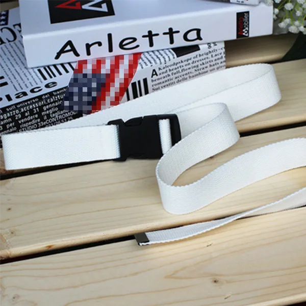 white plastic buckle Женские, мужские, унисекс, холщовые ремни, повседневные, женские, с пластиковой пряжкой, тактические, поясные ремни, Harajuku, одноцветные, длинные, черные, джинсы, пояс - Цвет: white plastic buckle