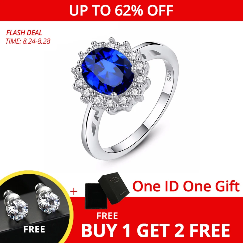 CZCITY Princess Diana William Kate Sapphire Emerald Ruby Gemstone Rings for Women Wedding Engagement Jewelry 925 Sterling Silver CZCITY Princess Diana William Kate Sapphire Emerald Ruby Gemstone Rings for Women Wedding Engagement Jewelry 925 Sterling Silver