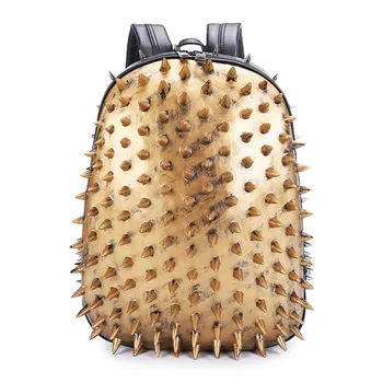 

Personality and Men's Pu Backpack Large Capacity Backpack Student Bag Shoulder Hand Mention 3D ci wei bao Bag pu backpack 20-35L