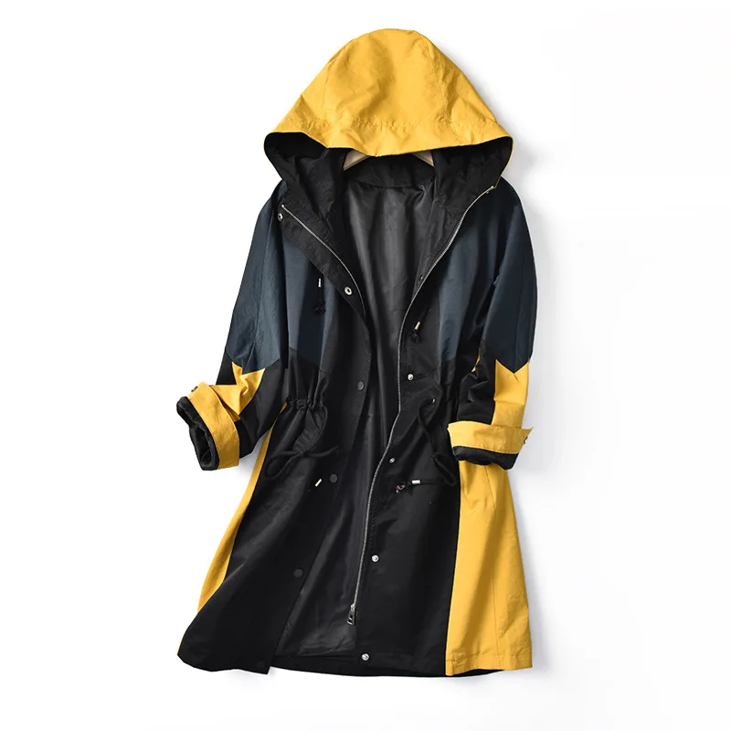 Shuchan Long Coat Women Trench Windbreaker Hooded  Adjustable Waist Zipper Wide-waisted Safari Style 2019 Fall New Items