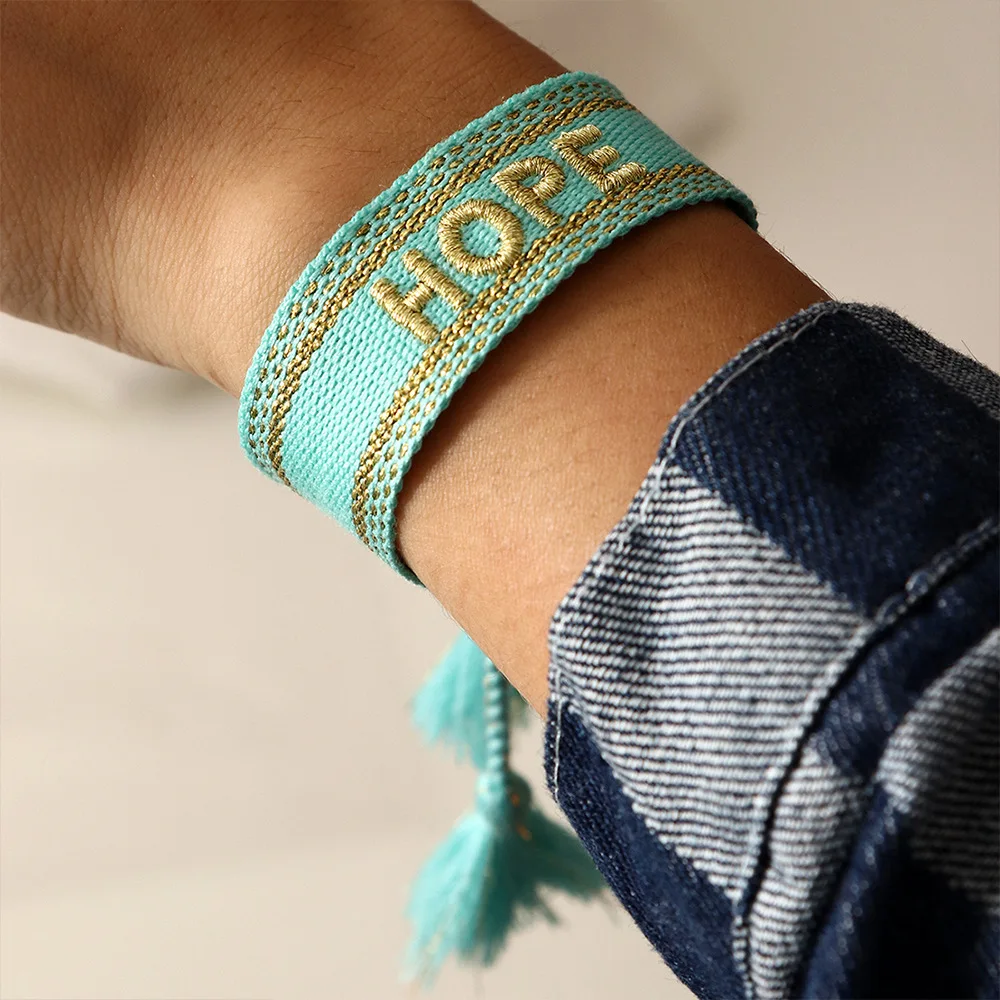 Fine Boho Braided Tassel Bracelet Handmade - LOVE, HOPE messages