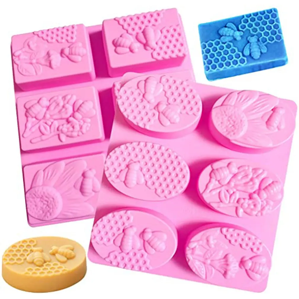 1PC Multifunctional Silicone Oval Bee Handmade Soap Mold DIY For Baking Cake Chocolate Fondant Making Supplies | Дом и сад