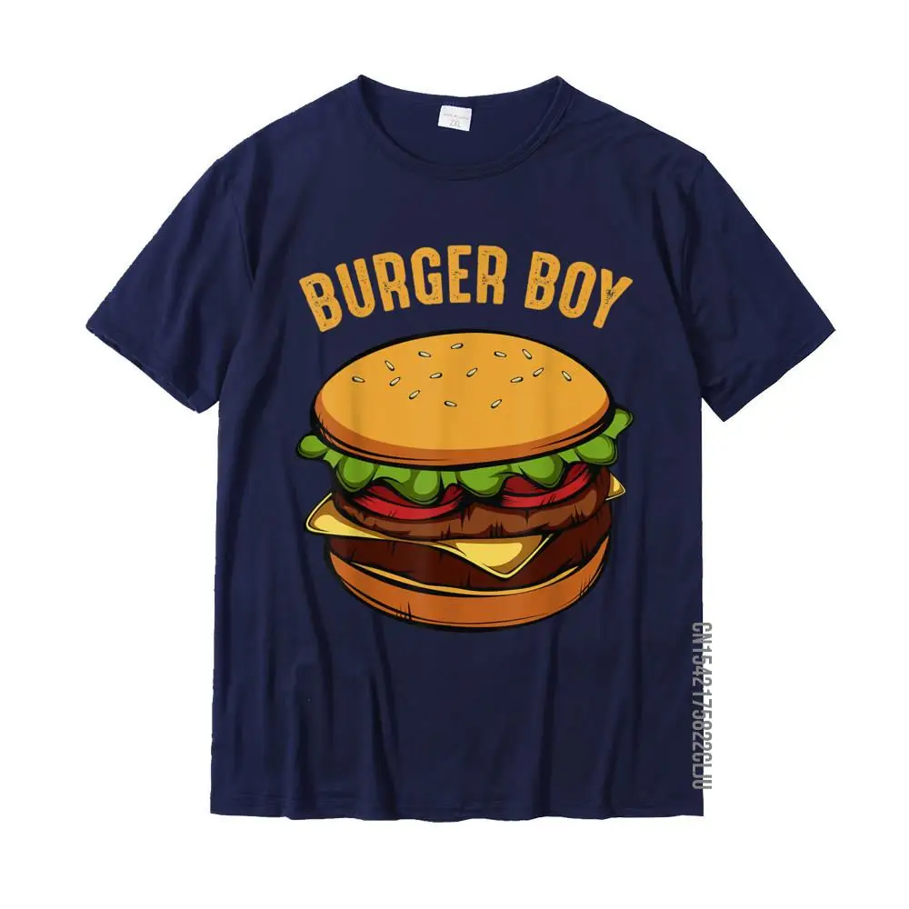 Tops T Shirt Casual Tee-Shirts Father Day Latest Summer Short Sleeve All Cotton Round Neck Youth Tshirts Summer Hamburger Cheeseburger Burger Boy Funny Fast Food Lover T-Shirt__24363 navy