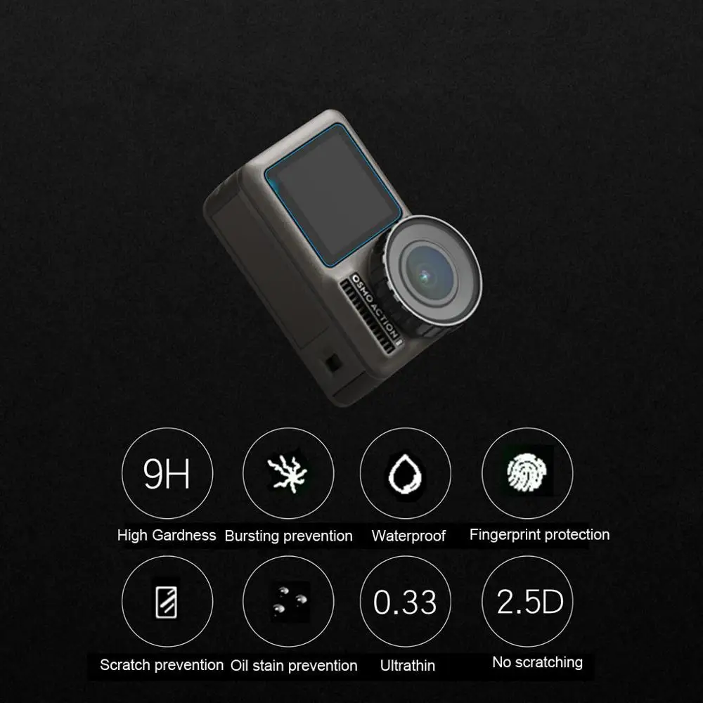 Закаленное стекло пленка двойной экран+ объектив протектор для DJI Osmo Экшн камеры DJI OSMO аксессуары закаленное стекло