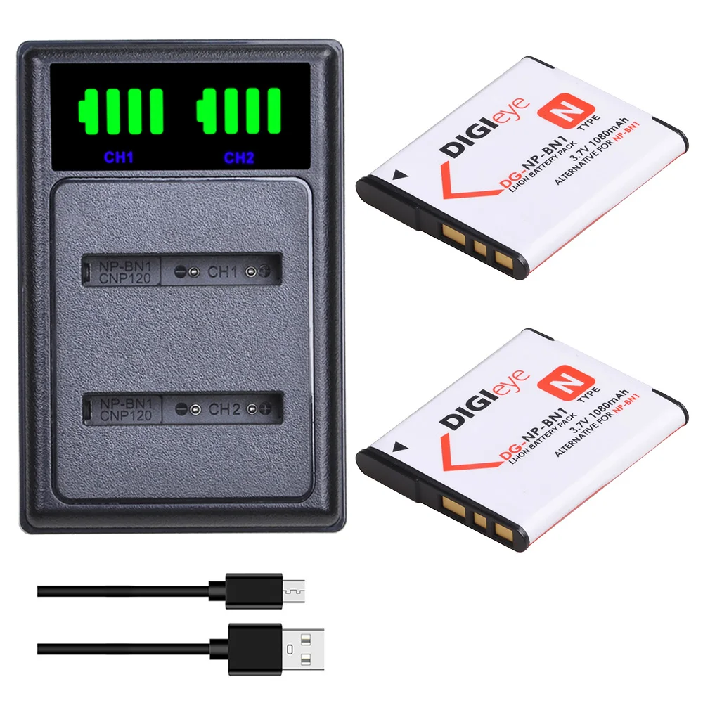 

2pcs NP-BN1 NPBN1 NP BN1 Battery + LED Dual Charger for Sony DSC-QX10, DSC-QX100, DSC-T99, DSC-T110, DSC-TF1, DSC-TX5, DSC-TX7