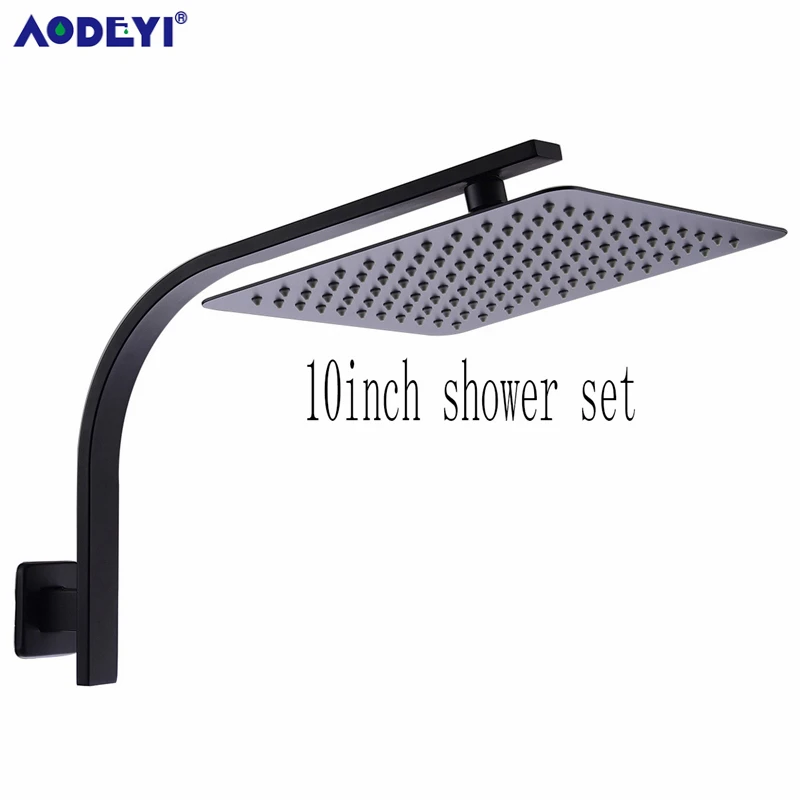 10 inch Square Black AODEYI Горячая душевая головка из нержавеющей стали с латунной ручкой верхняя водосберегающая насадка для душа - Цвет: 10 inch Square Black
