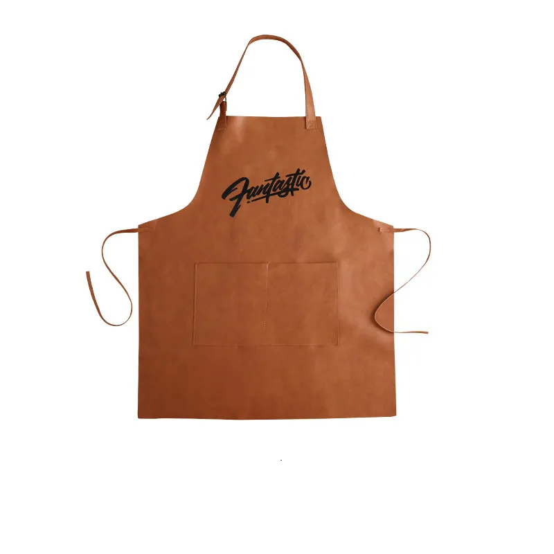 Senyue Leather Cooking Baking Aprons Waterproof Oil-Proof Kitchen Apron Restaurant Aprons For Women Home Sleeveless Apron