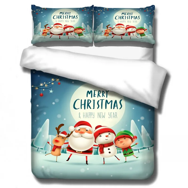 Cartoon Santa Claus Elk Bedding Sets Baby Kids Boys Girls Christmas Gift Duvet Covers Pillowcases Comforter Cover Bedclothes