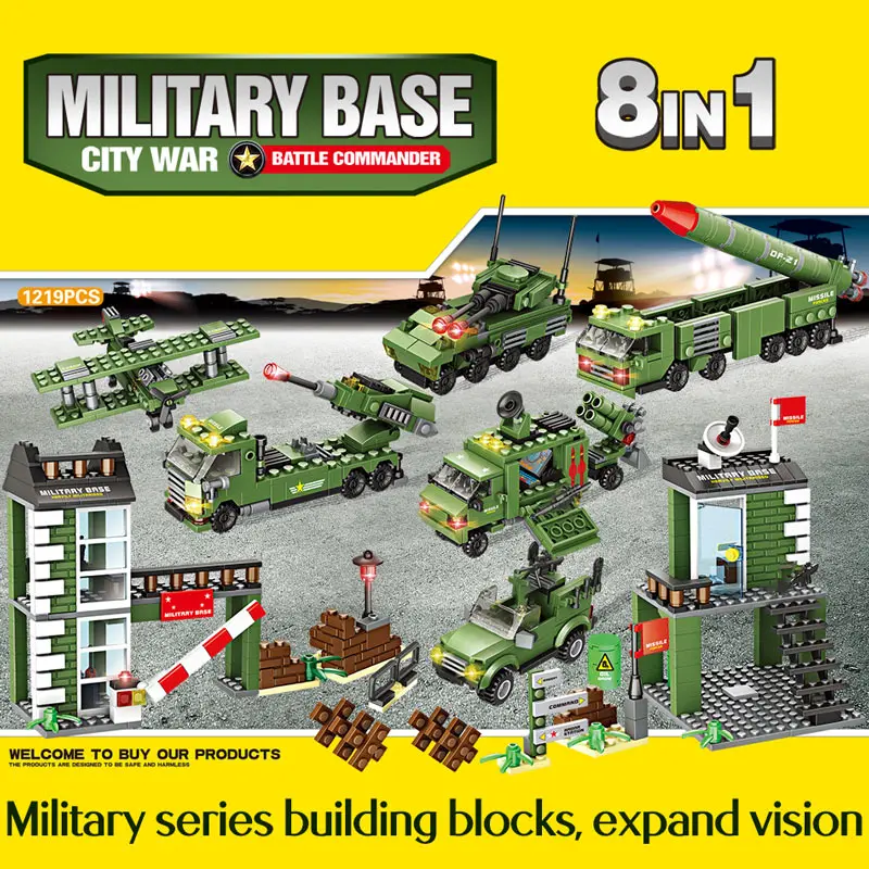 Военная база ракета вертолет строительные блоки WW2 спецназ полицейский солдат