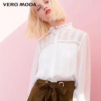 

Vero Moda Women's OL Style Stand-up Collar Twin-splice Design Chiffon Shirt | 318305503