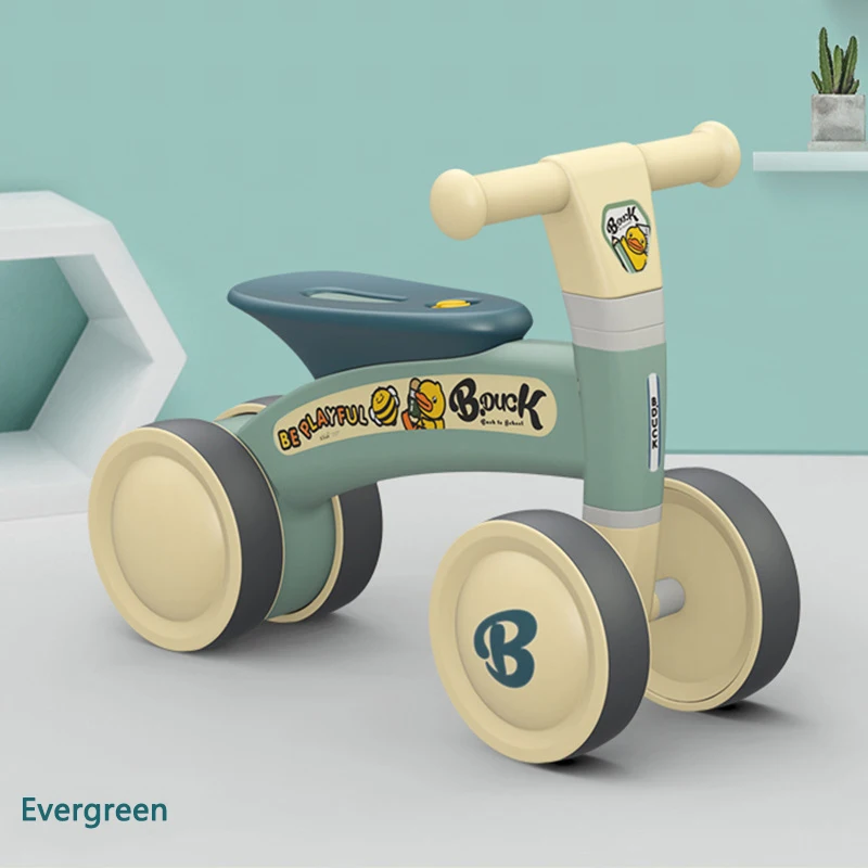 Baby Balance Bike Kid No Pedals 4 Wheels Cycle Riding Toy Infant Indoor Outdoor Learning Walker Push Scooter Gift for 1-3 Years