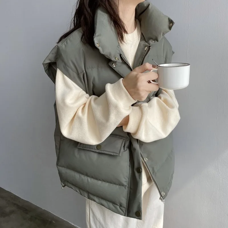 

New Arrival 2020 Spring Autumn Women Vest Cotton-padded Short Waistcoat Plus Size Sleeveless Outwear Female Casual Parka Mujer