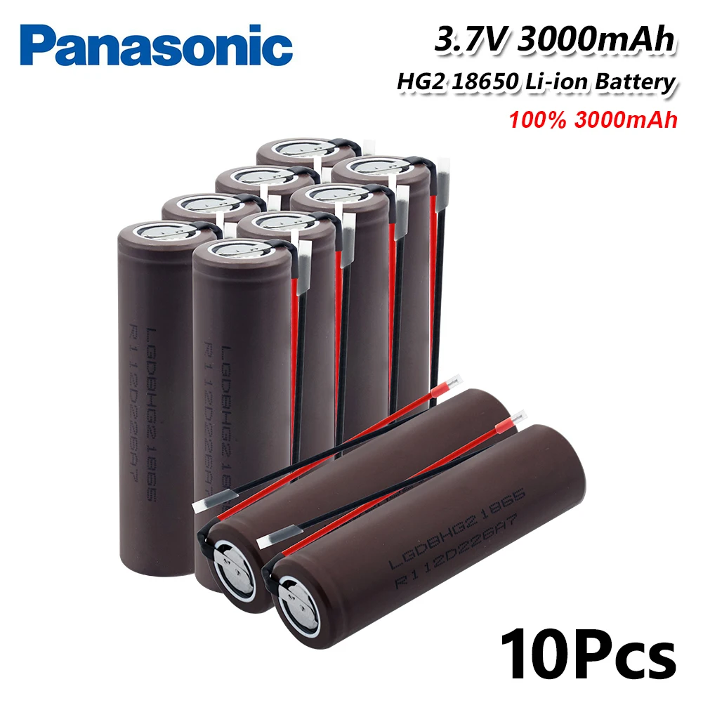 10Pcs Panasonic для HG2 18650 батарея 3000mAh электронная сигарета литий-ионная аккумуляторная батарея разряда 20A высокий ток+ DIY Linie - Цвет: 10Pcs