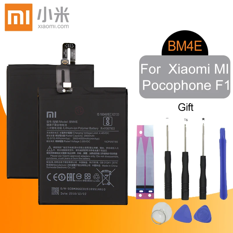 Оригинальный сменный аккумулятор Xiao Mi BM4E для телефона Xiaomi Pocophone F1 Poco 3900 мАч