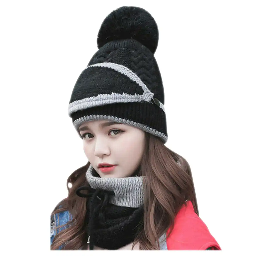 womens ski hats with pom poms