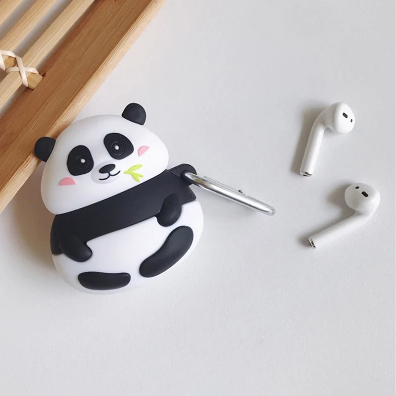Чехол для наушников для Airpods 2, чехол, силиконовый чехол с рисунком милой панды, чехол с рисунком свиньи для Airpods, чехол для наушников, кольцевой ремешок