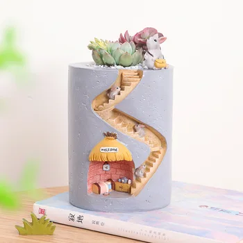 

Resin Flowerpot Cute Rabbit Pen Tube Hedgehog Flowerpot Succulent Plant Vase Home Decoration Planters for Succulents