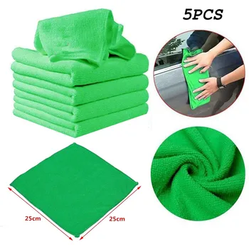 

5Pcs Microfiber Car Wash Towel Soft Cleaning Auto Car Care Cloths Wash Towel Duster 9.84'' x 9.84''Inch calean Tool
