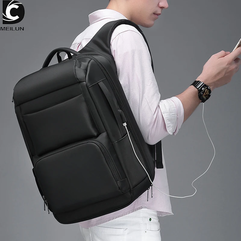  17.3 inch Laptop Backpack Men with USB Charging & Water Repellent Functional Rucksack Large Capacit