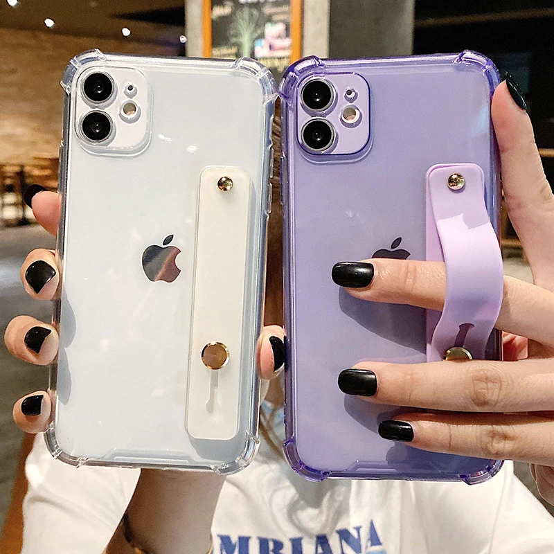 Прозрачный чехол на запястье для iPhone 12 11Pro Max XR XS 7 8 Plus X SE 2020 мягкий ударопрочный