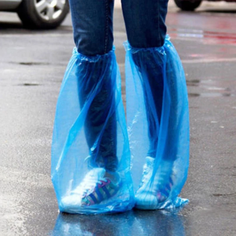 1Pair Durable Waterproof Thick Plastic Disposable Rain Shoe Covers High-Top Boot M3GE