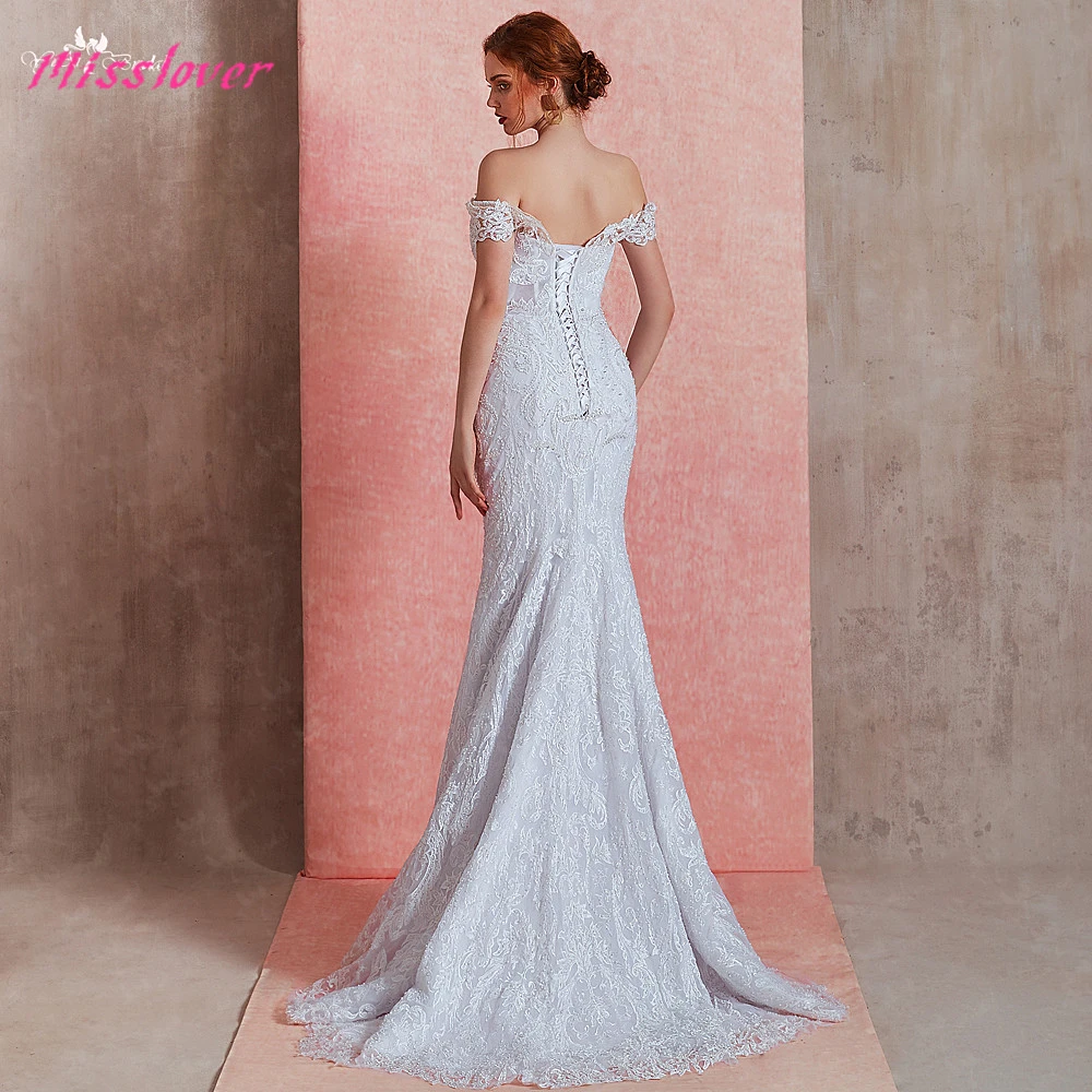 

Silky Tulle Vestido de noiva Luxury lace Mermaid Bride Wedding Dress Boat Neck Embroidery 2019 new Bridal Gown Court Train